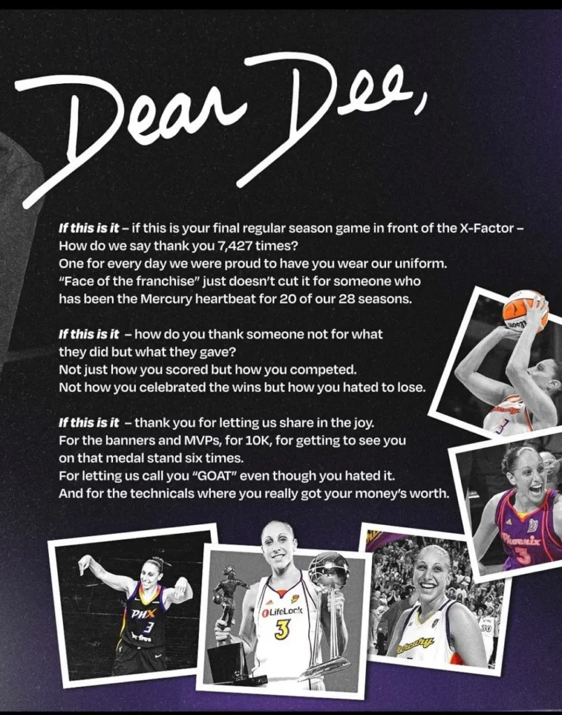 Dear Dee Diana Taurasi The Greatest Of All Time Shirt went viral