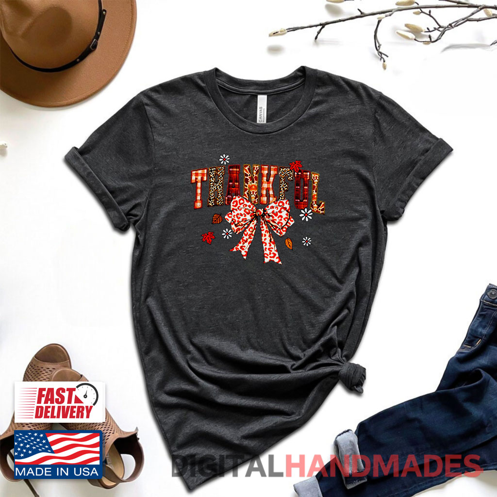 Thankful Leopard Plaid Thanksgiving T Shirt Thankful Leopard Plaid Thanksgiving T Shirt