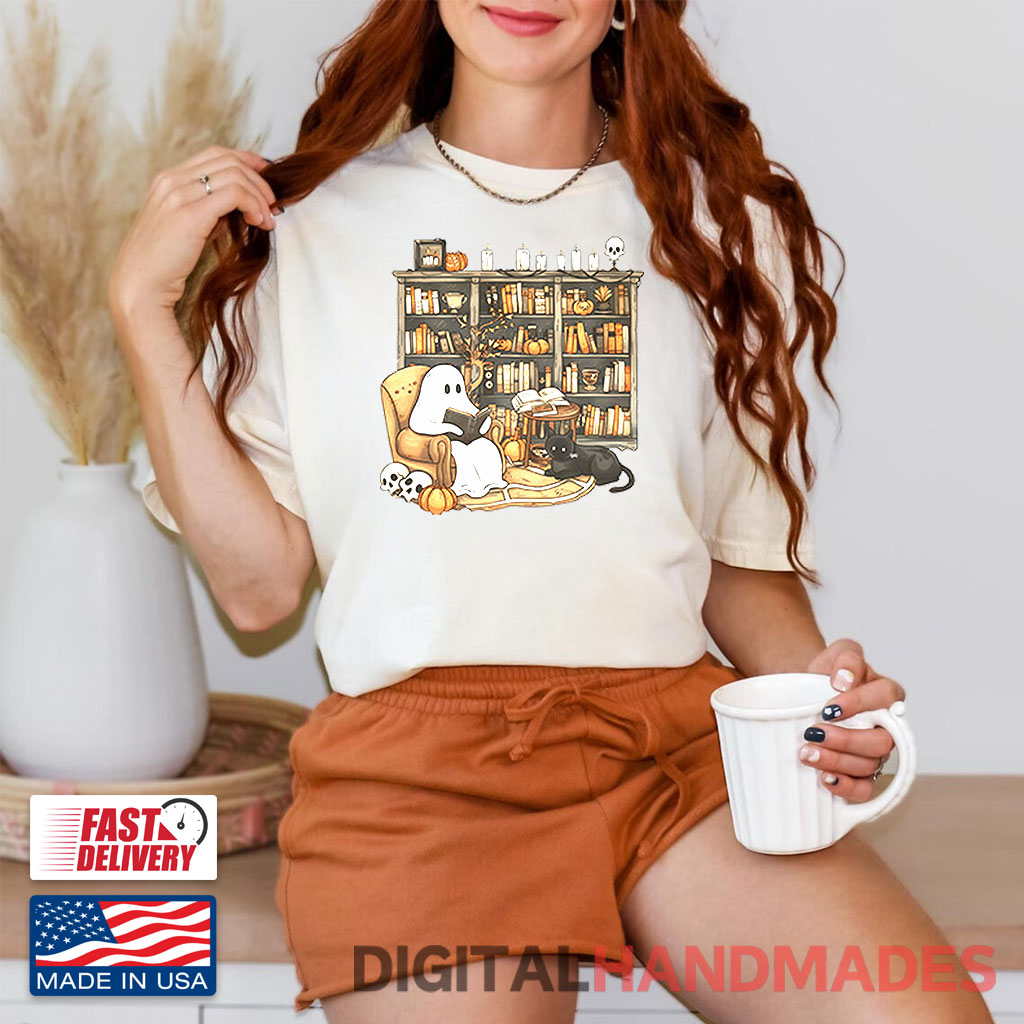 Retro Ghost Reading Books Shirt Retro Ghost Reading Books Shirt