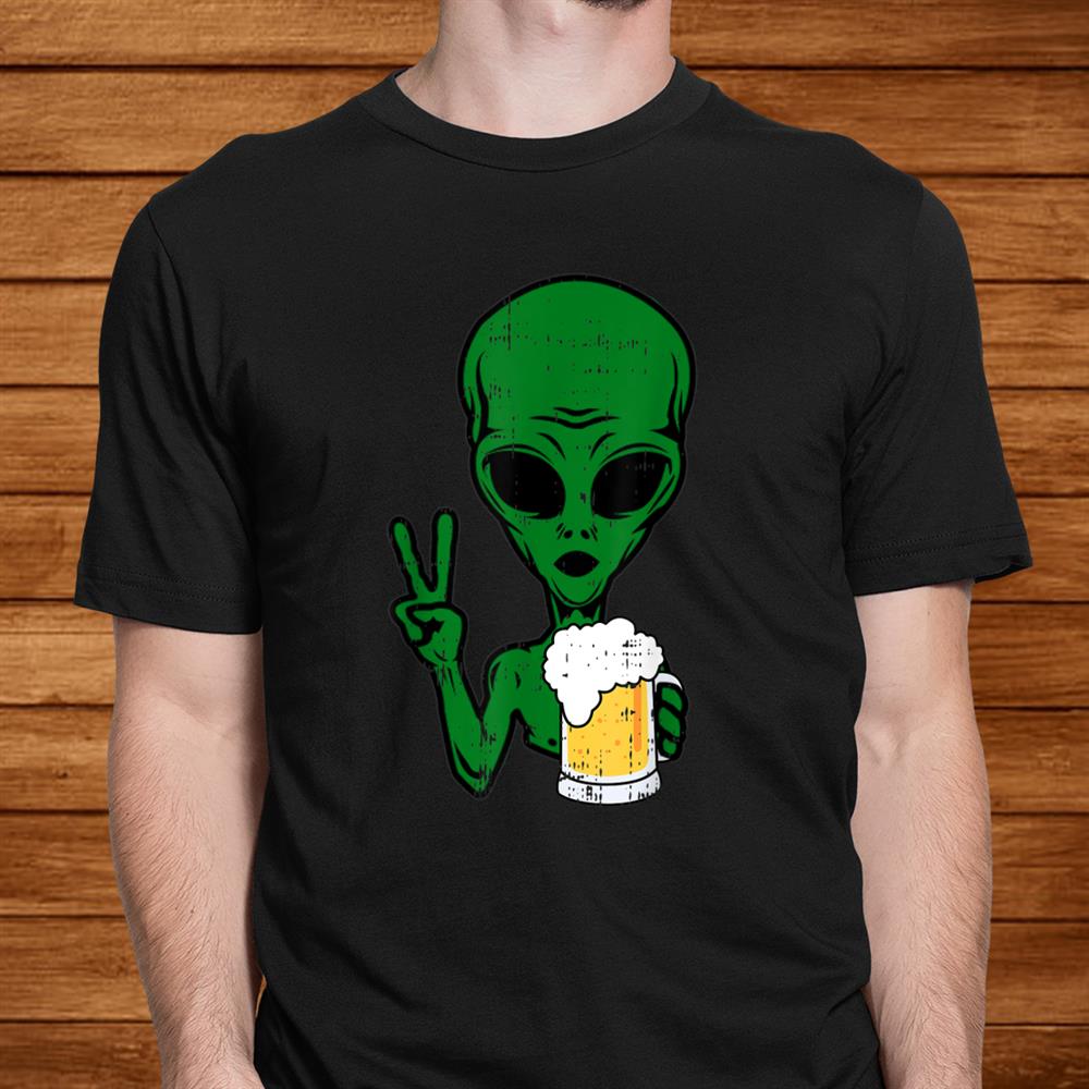 Area1 Alien Beer Peace Sign Lazy Drinking Halloween Shirt Area1 Alien Beer Peace Sign Lazy Drinking Halloween Shirt