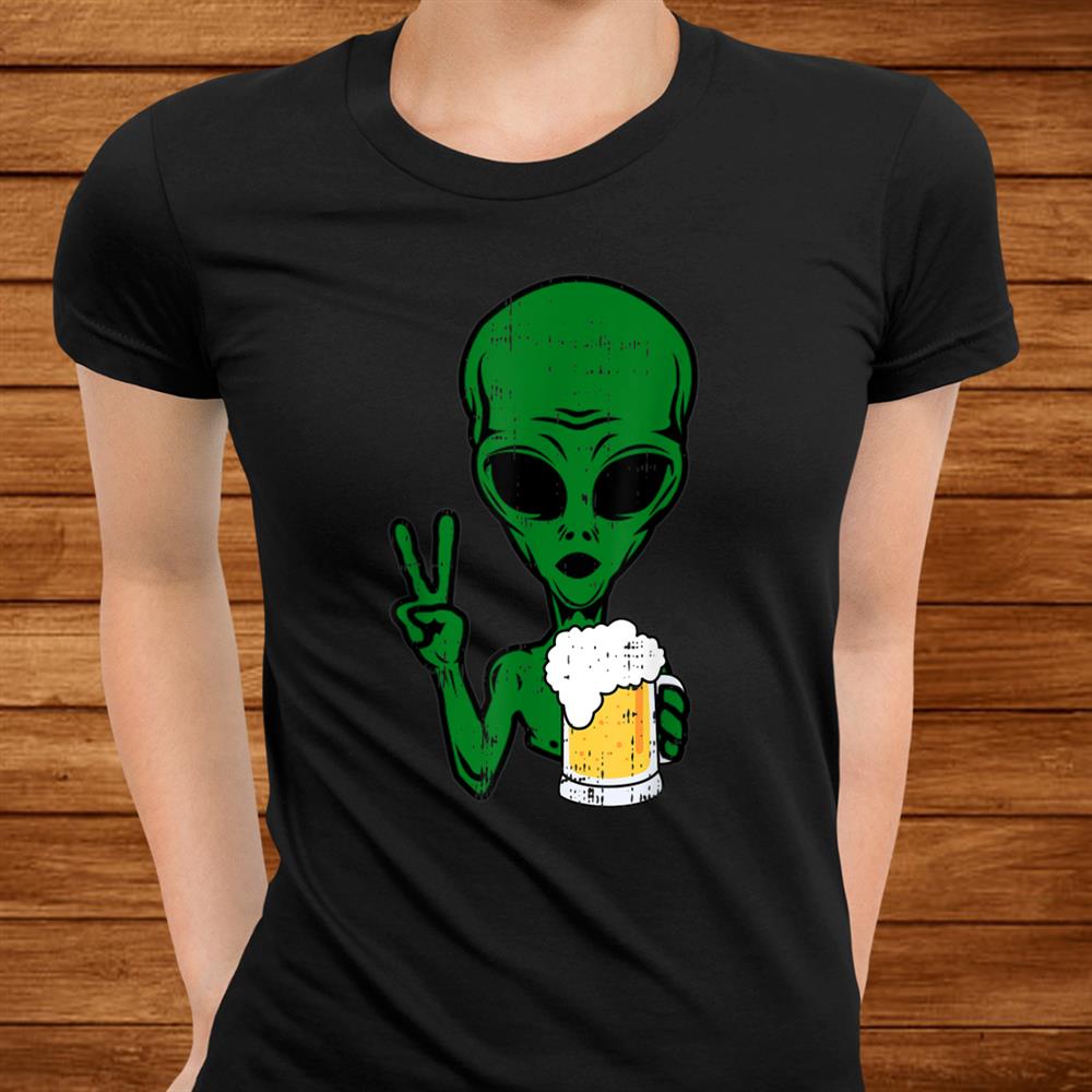 Area1 Alien Beer Peace Sign Lazy Drinking Halloween Shirt Area1 Alien Beer Peace Sign Lazy Drinking Halloween Shirt