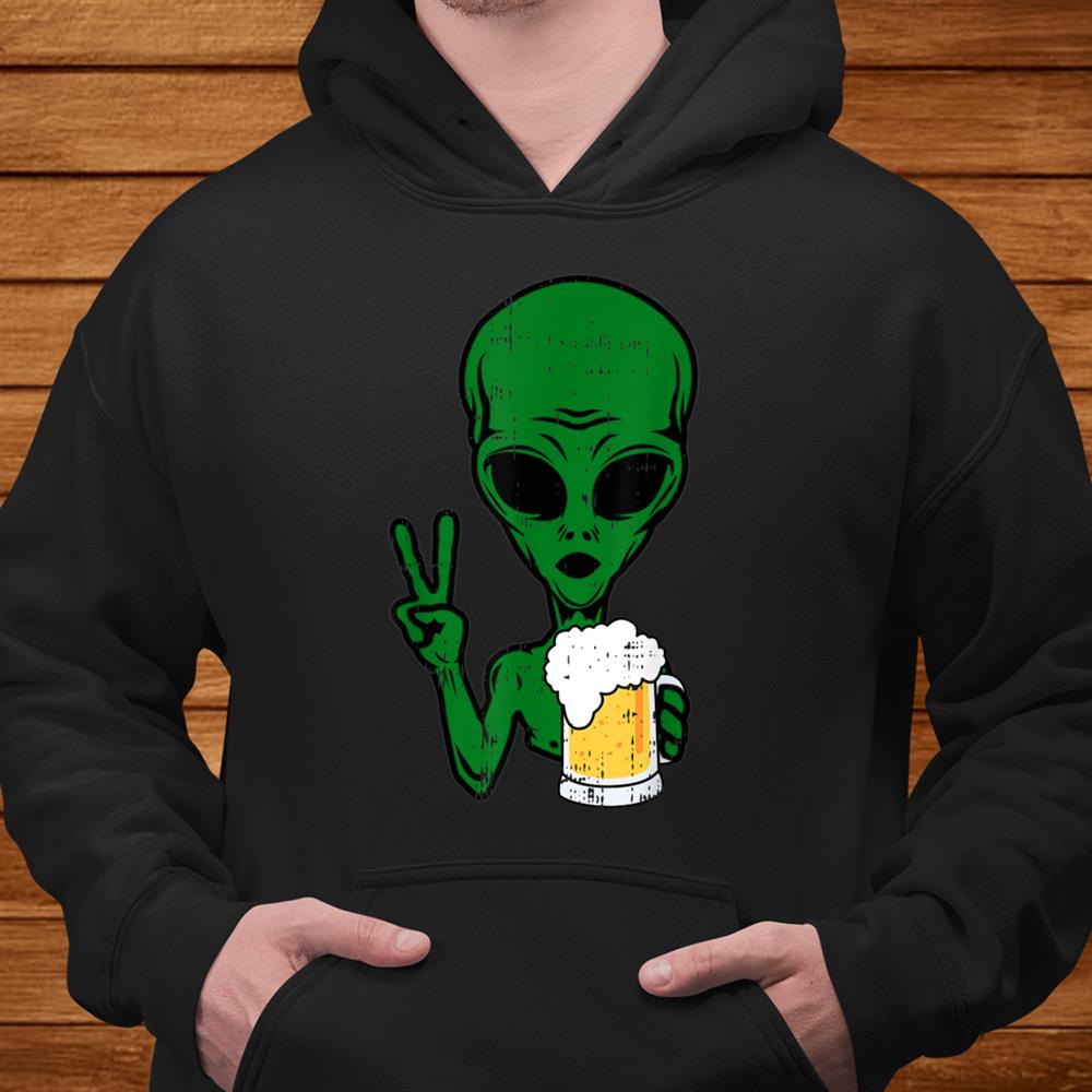 Area1 Alien Beer Peace Sign Lazy Drinking Halloween Shirt Area1 Alien Beer Peace Sign Lazy Drinking Halloween Shirt