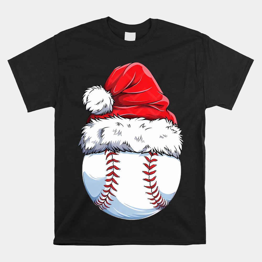 Baseball Ball Santa Hat Christmas Shirt Baseball Ball Santa Hat Christmas Shirt