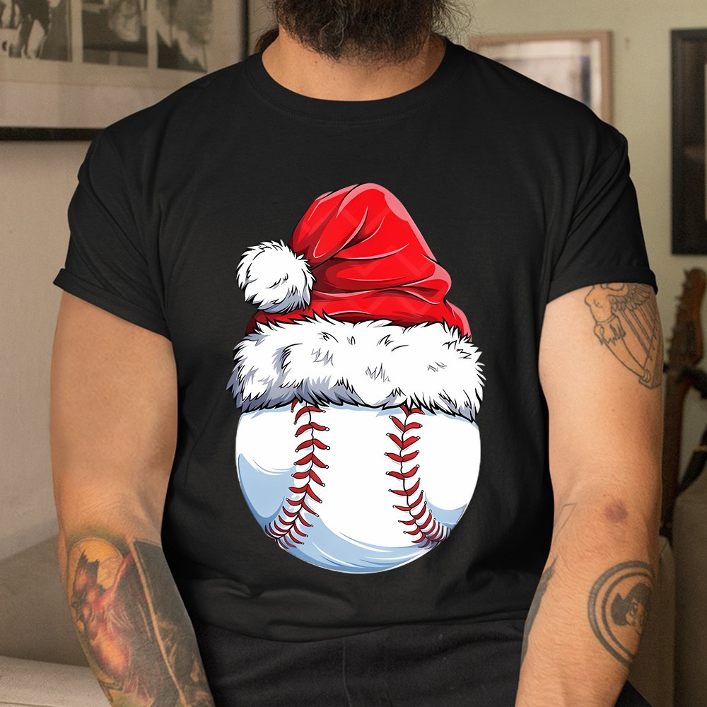Baseball Ball Santa Hat Christmas Shirt Baseball Ball Santa Hat Christmas Shirt
