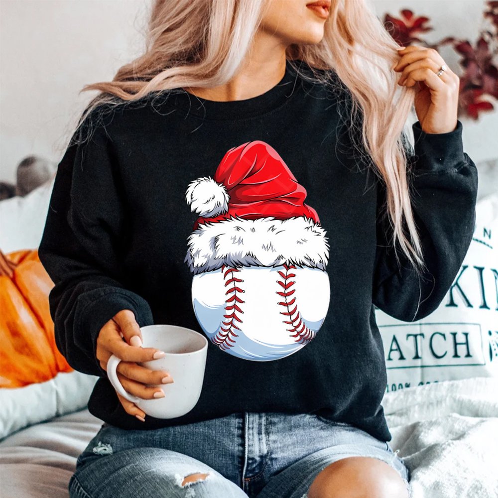 Baseball Ball Santa Hat Christmas Shirt Baseball Ball Santa Hat Christmas Shirt
