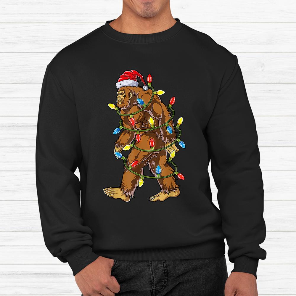 Bigfoot Santa Christmas Tree Lights Shirt Bigfoot Santa Christmas Tree Lights Shirt