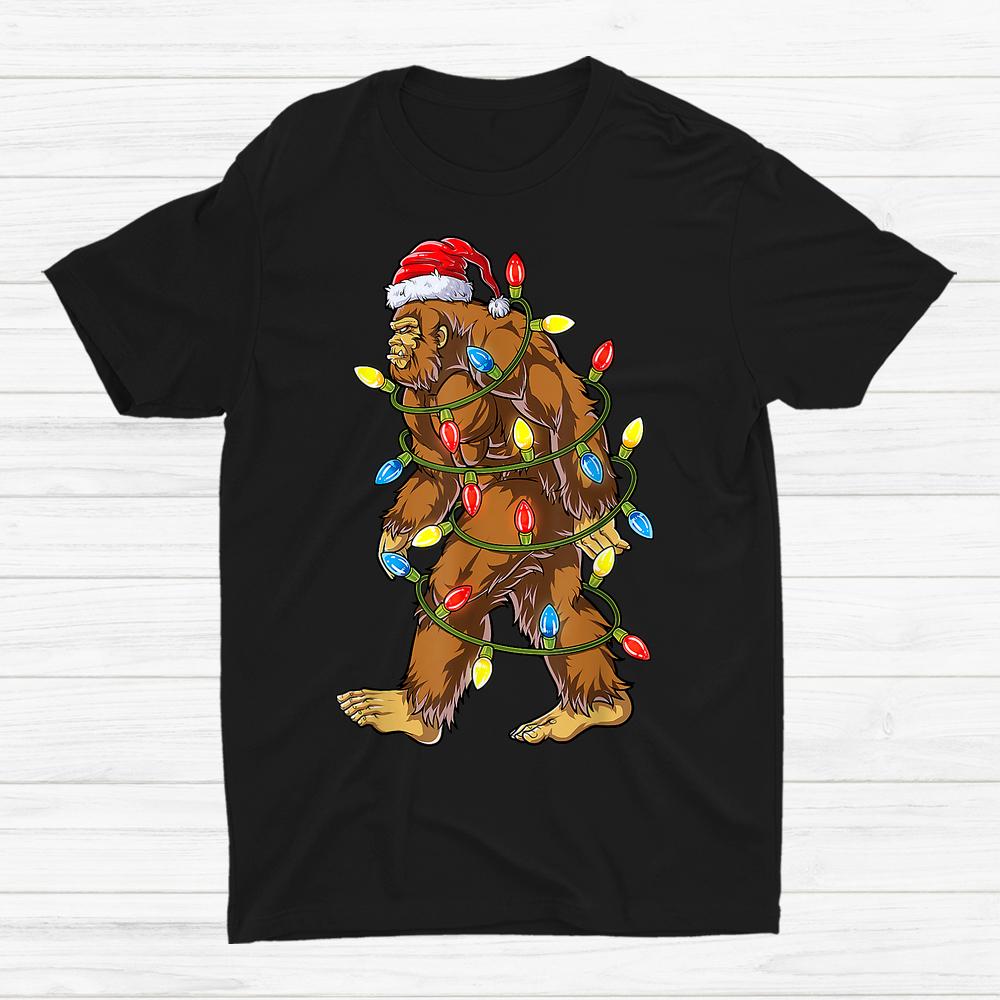 Bigfoot Santa Christmas Tree Lights Shirt Bigfoot Santa Christmas Tree Lights Shirt