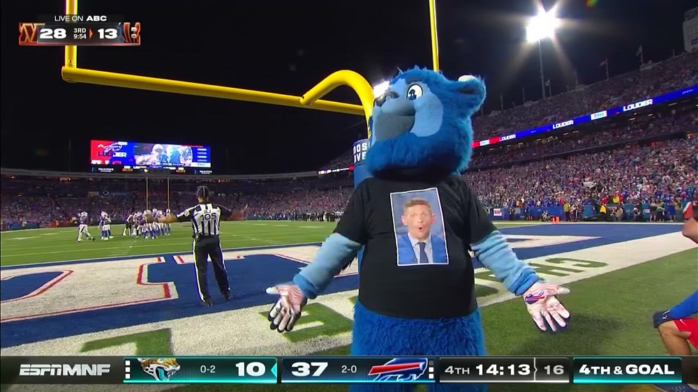 Bills Mascot in Dan Orlovsky Shirt