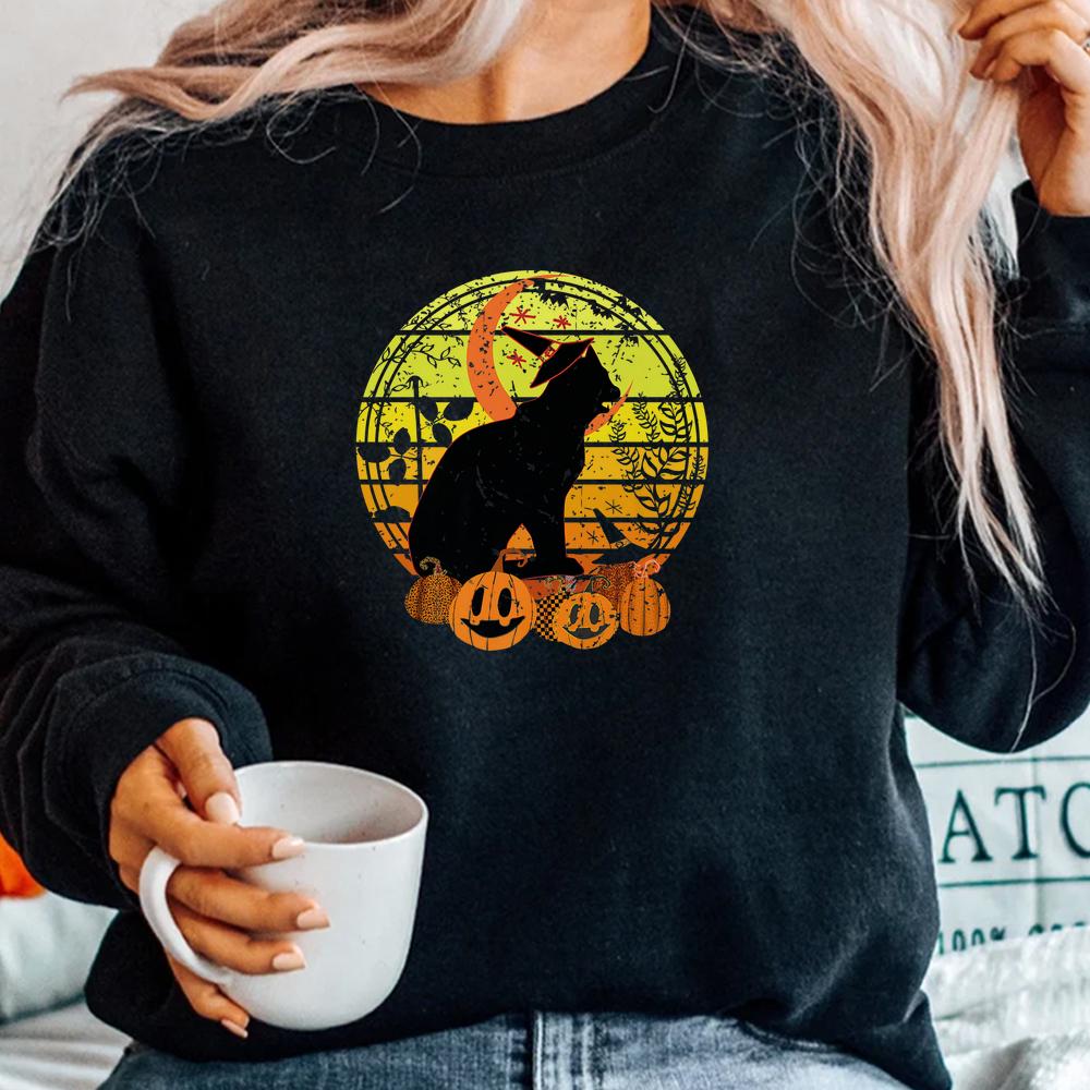 Black Cat Moon Pumpkin Witch Hat Halloween Scary Shirt Black Cat Moon Pumpkin Witch Hat Halloween Scary Shirt