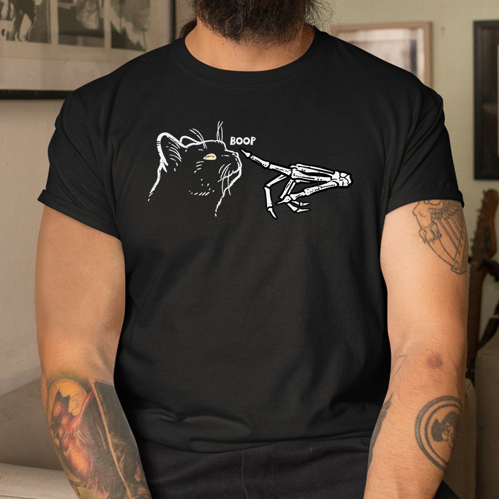 Black Cat Skeleton Hand Boop Halloween Shirt Black Cat Skeleton Hand Boop Halloween Shirt