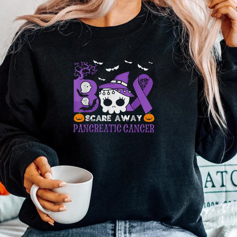 Boo Scare Away Pancreatic Cancer Halloween Shirt Boo Scare Away Pancreatic Cancer Halloween Shirt