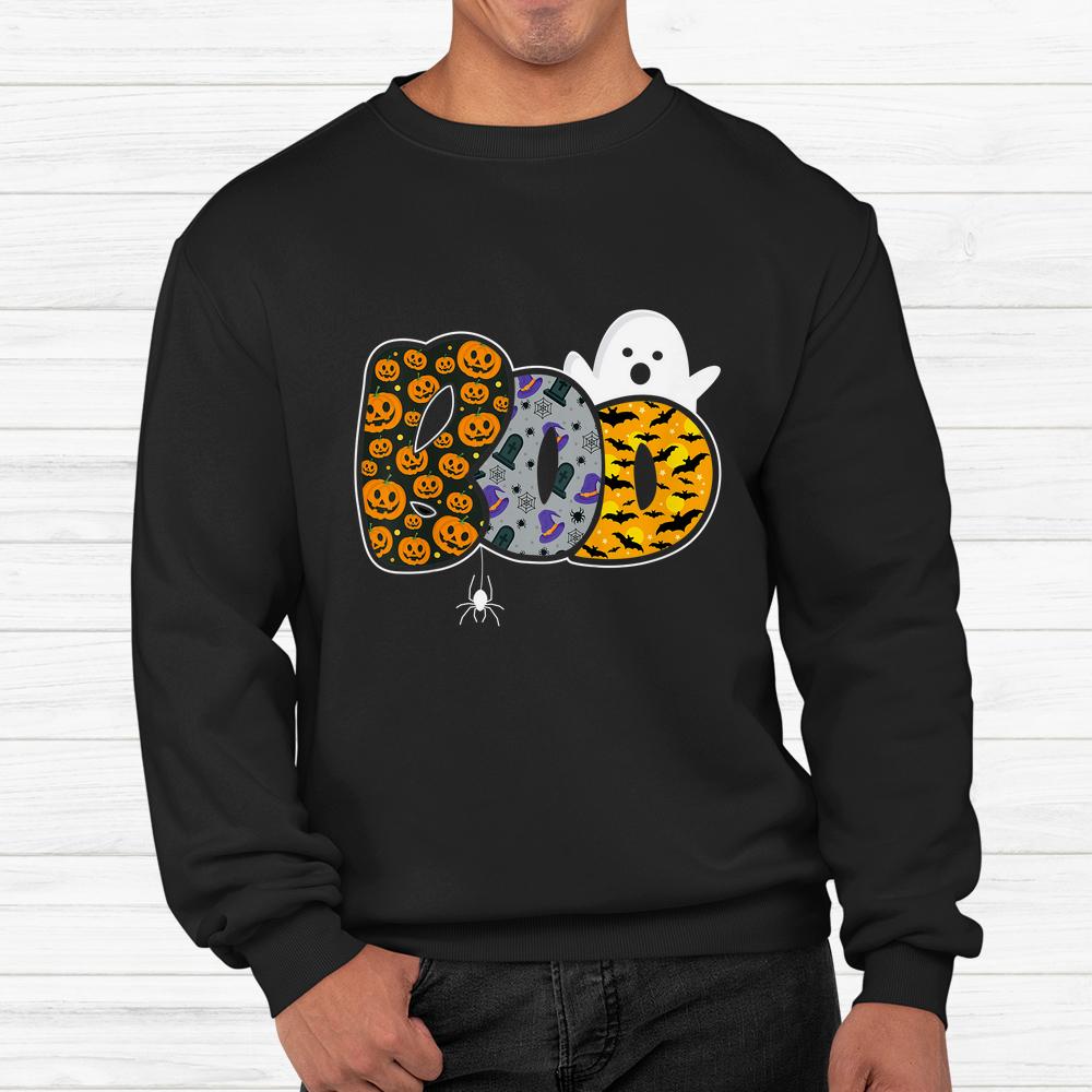 Boo With Ghost And Pumpkins Halloween Shirt Boo With Ghost And Pumpkins Halloween Shirt