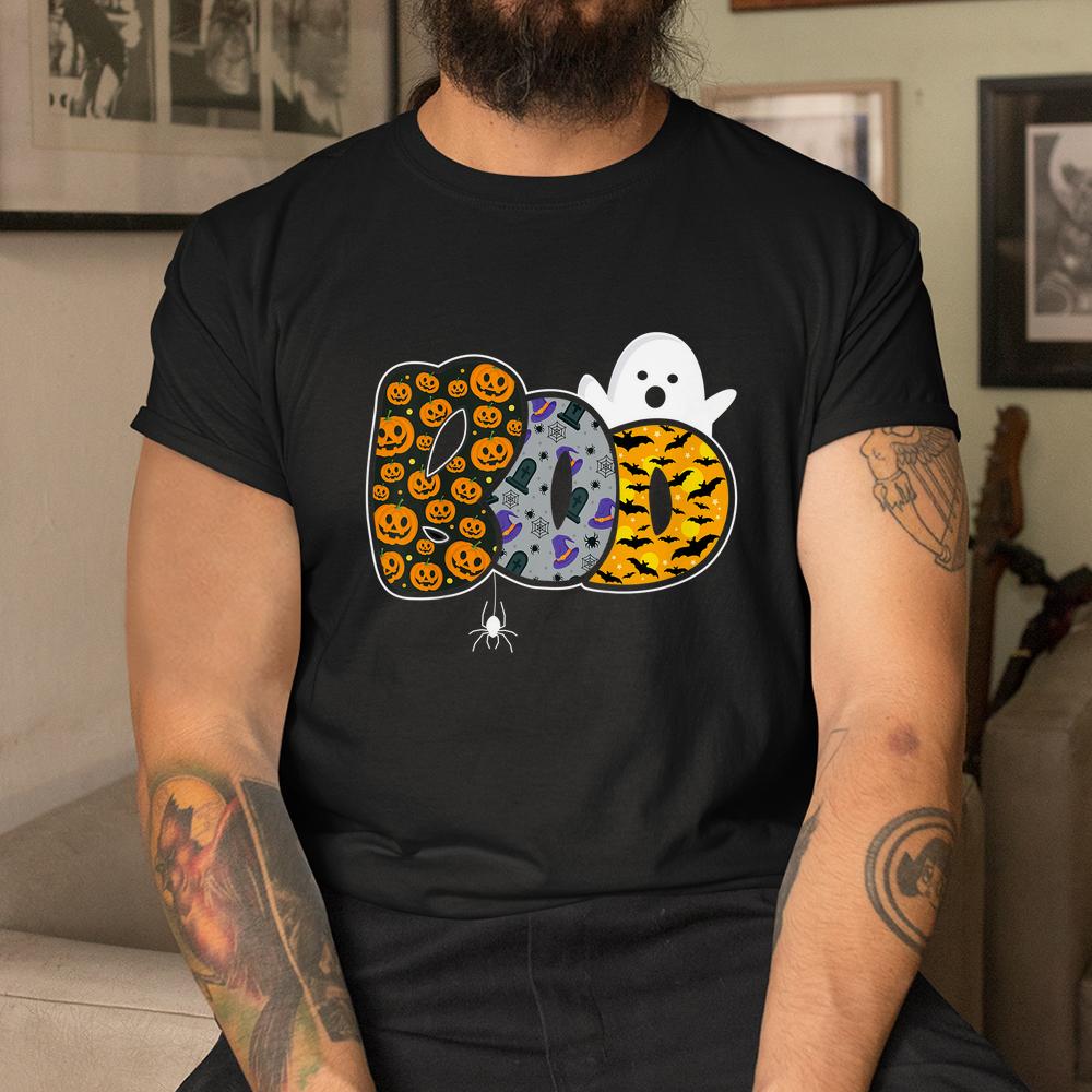 Boo With Ghost And Pumpkins Halloween Shirt Boo With Ghost And Pumpkins Halloween Shirt