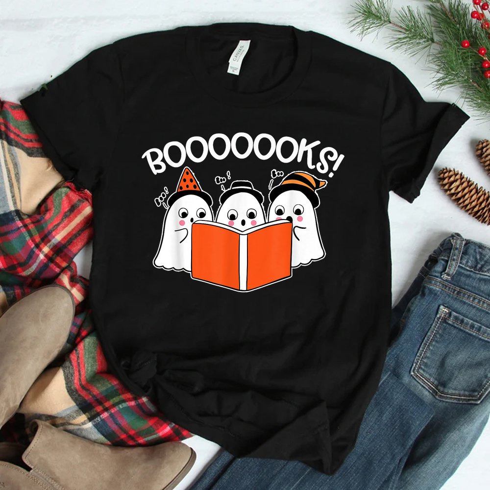 Boooks Lazy Diy Halloween Teacher Ghost Reading Shirt Boooks Lazy Diy Halloween Teacher Ghost Reading Shirt