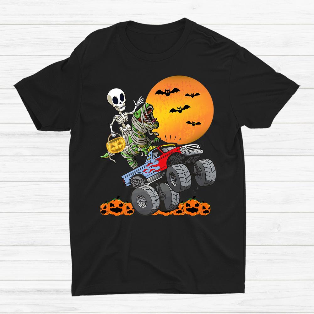 Boys Halloween Monster Truck Pumpkin Mummy Dinosaur T Rex Shirt Boys Halloween Monster Truck Pumpkin Mummy Dinosaur T Rex Shirt