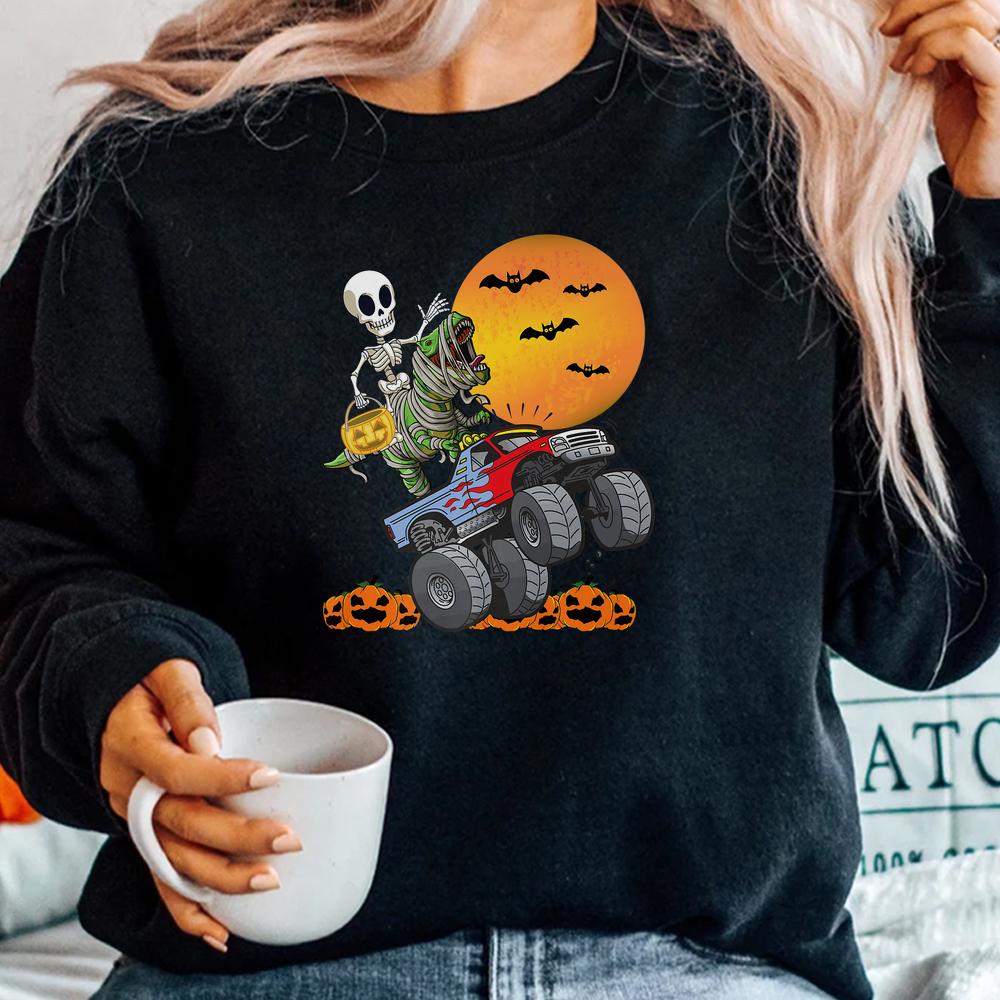 Boys Halloween Monster Truck Pumpkin Mummy Dinosaur T Rex Shirt Boys Halloween Monster Truck Pumpkin Mummy Dinosaur T Rex Shirt