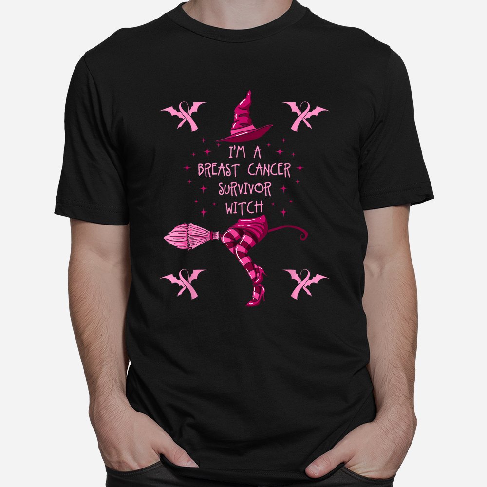breast cancer halloween party witch pink ribbon survivor shirt 1 1