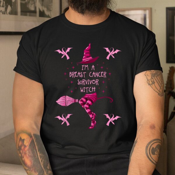 breast cancer halloween party witch pink ribbon survivor shirt 3