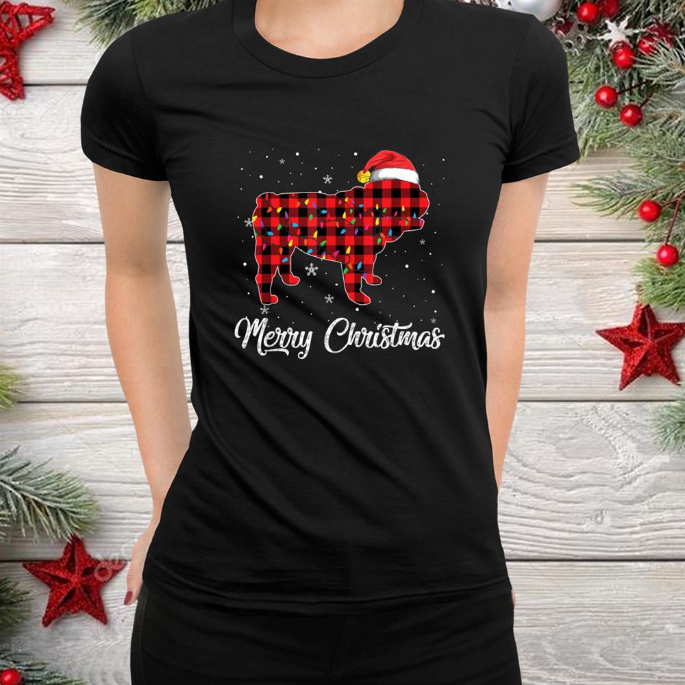 Bulldog Red Plaid Dog Lover Pajama Christmas Shirt Bulldog Red Plaid Dog Lover Pajama Christmas Shirt