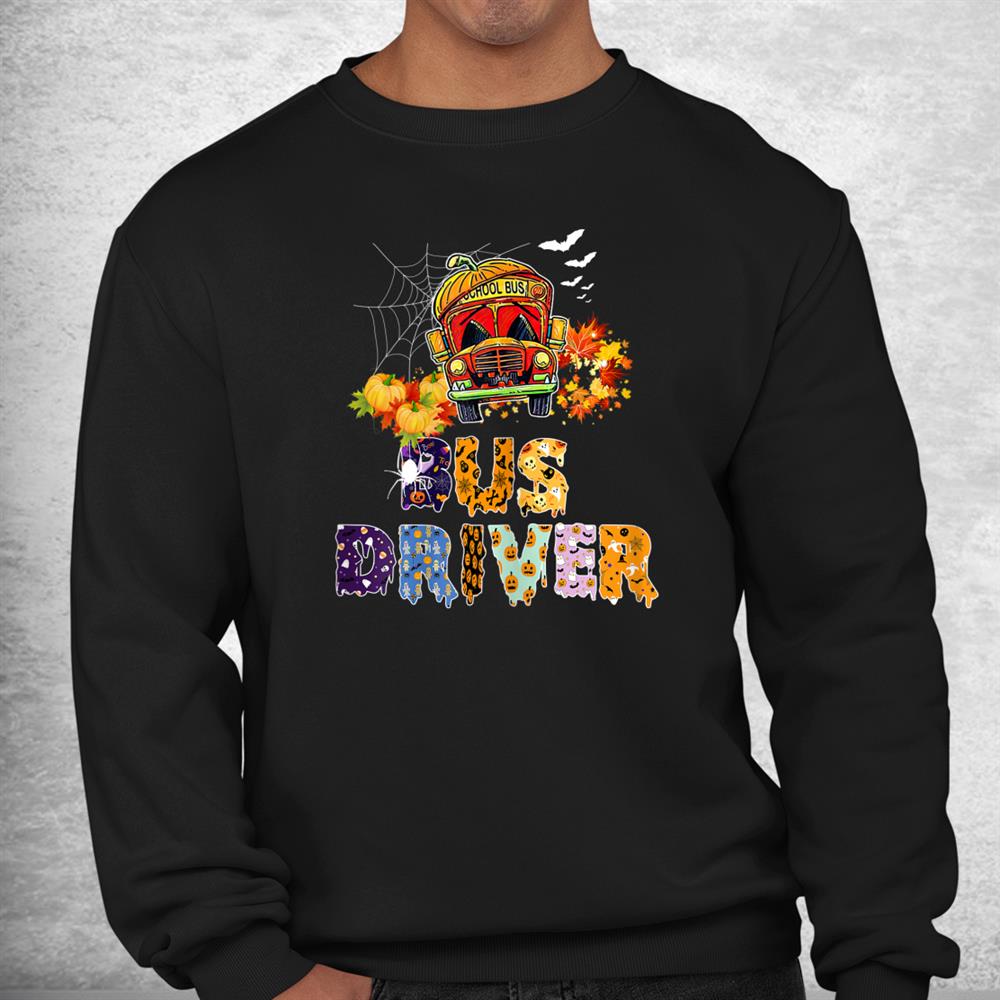 Bus Driver School Bus Halloween With Pumpkin Shirt Bus Driver School Bus Halloween With Pumpkin Shirt