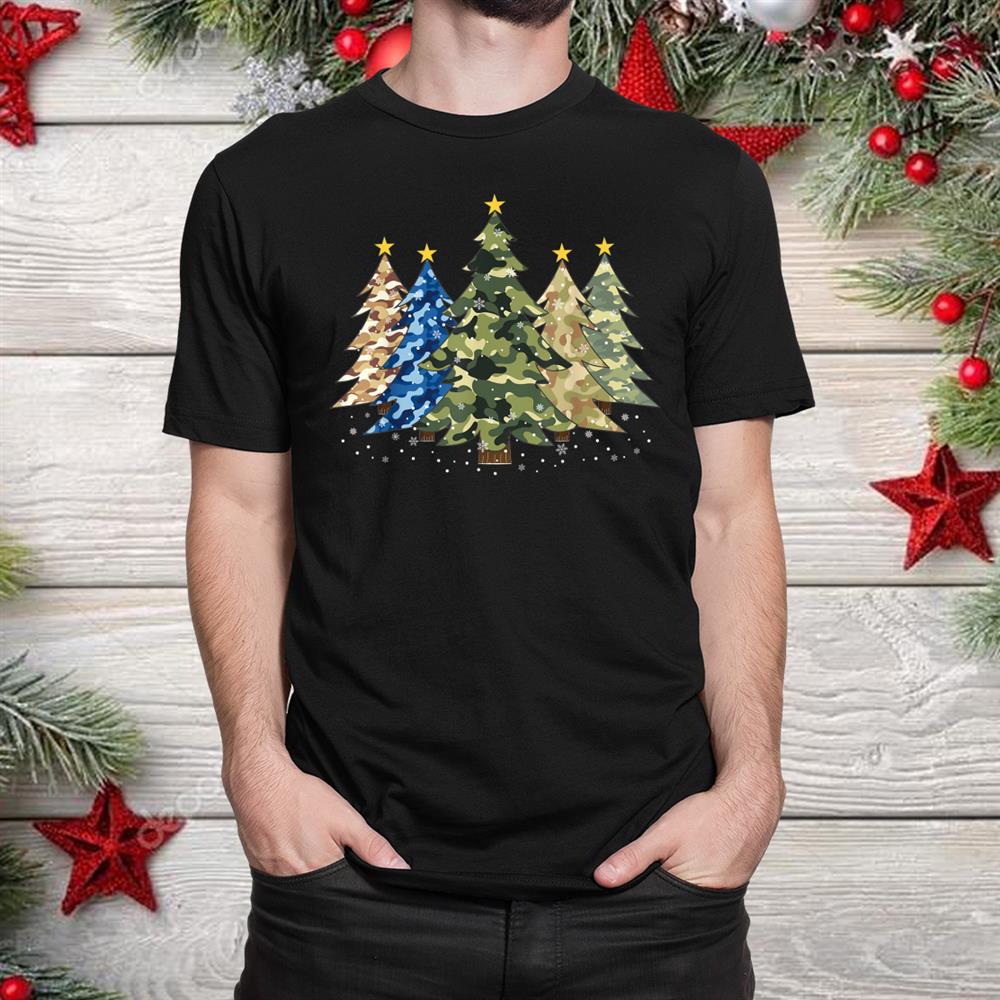 Camo Print Trees With Camouflage Print Christmas Shirt Camo Print Trees With Camouflage Print Christmas Shirt