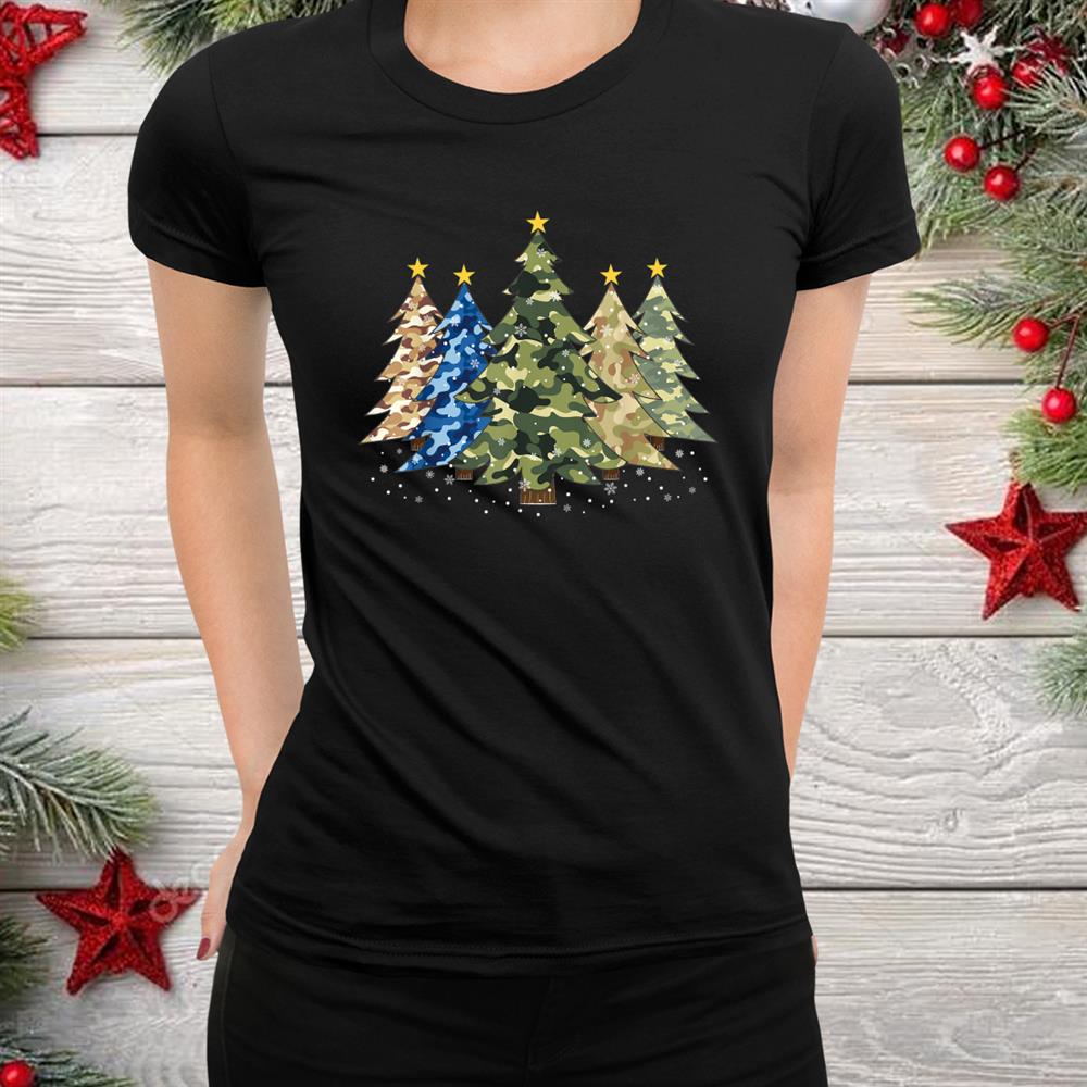 Camo Print Trees With Camouflage Print Christmas Shirt Camo Print Trees With Camouflage Print Christmas Shirt