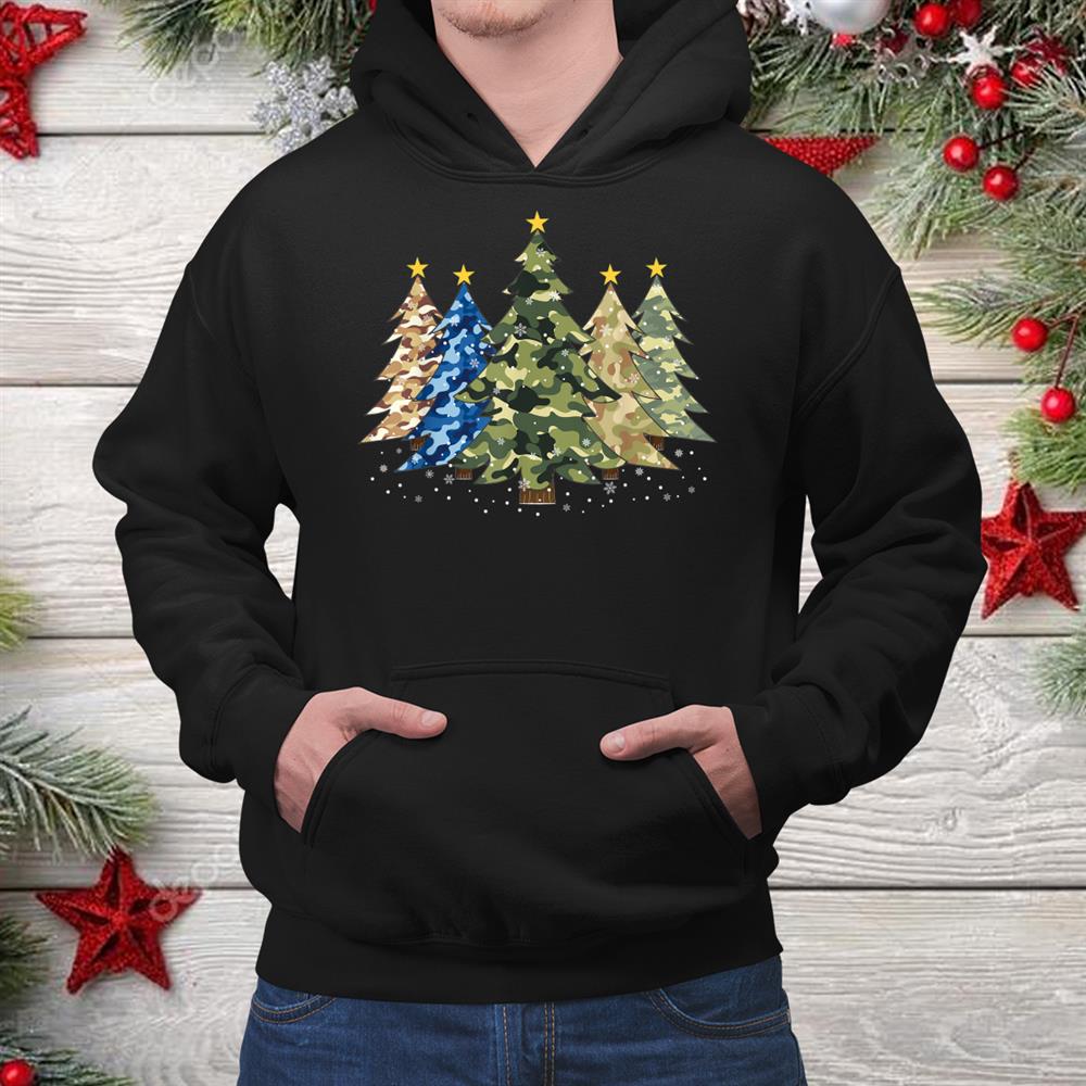 Camo Print Trees With Camouflage Print Christmas Shirt Camo Print Trees With Camouflage Print Christmas Shirt