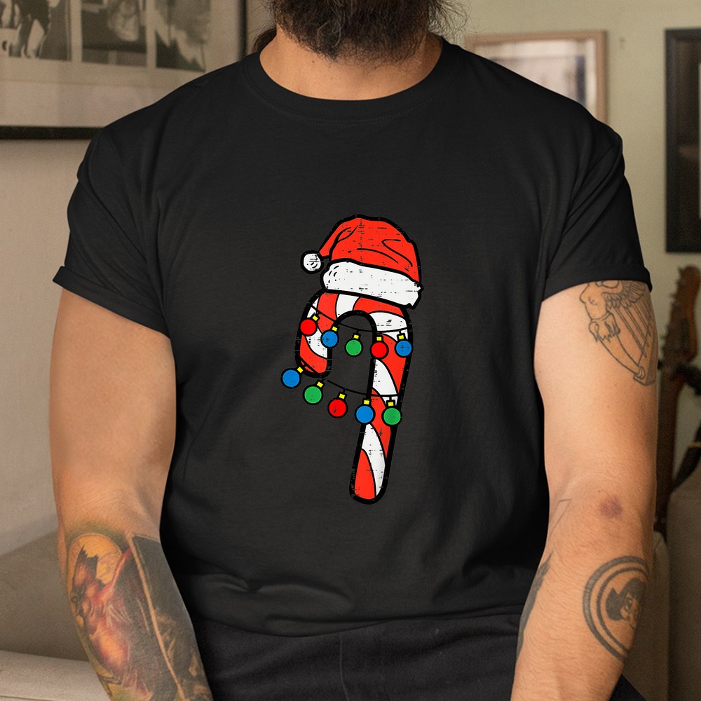 Candy Cane Santa Hat Christmas Lights Xmas Shirt Candy Cane Santa Hat Christmas Lights Xmas Shirt
