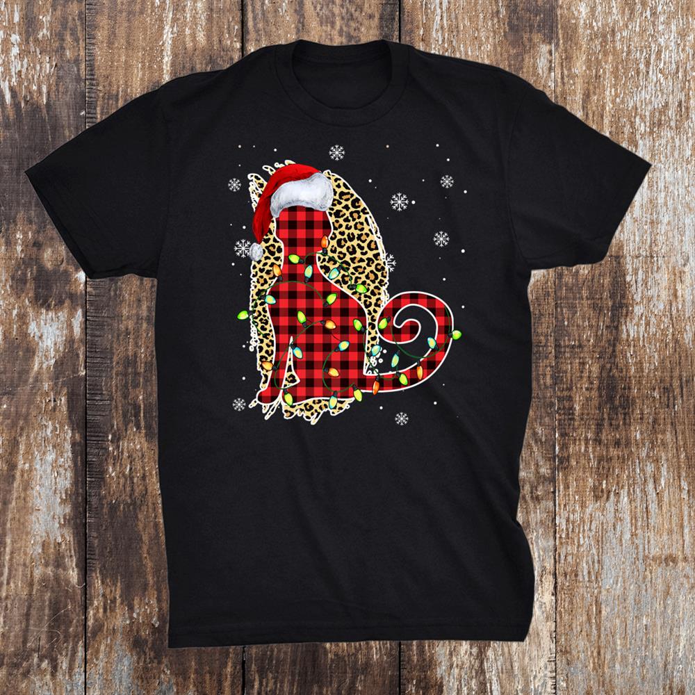 Cat Christmas Leopard Buffalo Plaid Red Santa Hat Cat Xmas Shirt Cat Christmas Leopard Buffalo Plaid Red Santa Hat Cat Xmas Shirt