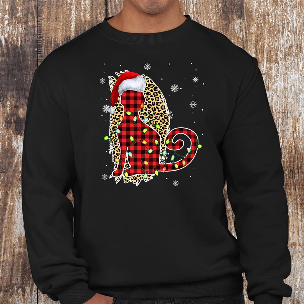 Cat Christmas Leopard Buffalo Plaid Red Santa Hat Cat Xmas Shirt Cat Christmas Leopard Buffalo Plaid Red Santa Hat Cat Xmas Shirt