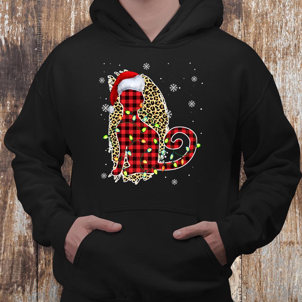 Cat Christmas Leopard Buffalo Plaid Red Santa Hat Cat Xmas Shirt Cat Christmas Leopard Buffalo Plaid Red Santa Hat Cat Xmas Shirt