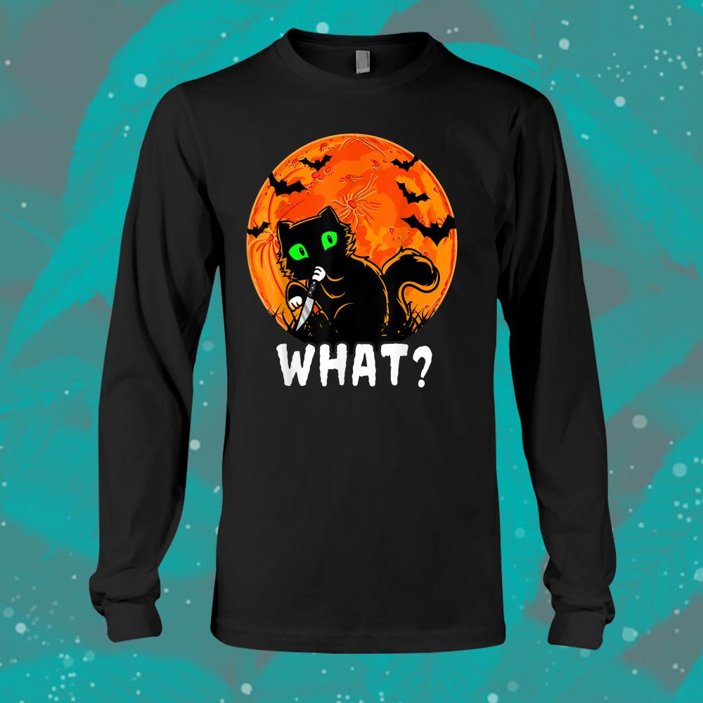 Cat What Cat With Knife Halloween Shirt Cat What Cat With Knife Halloween Shirt