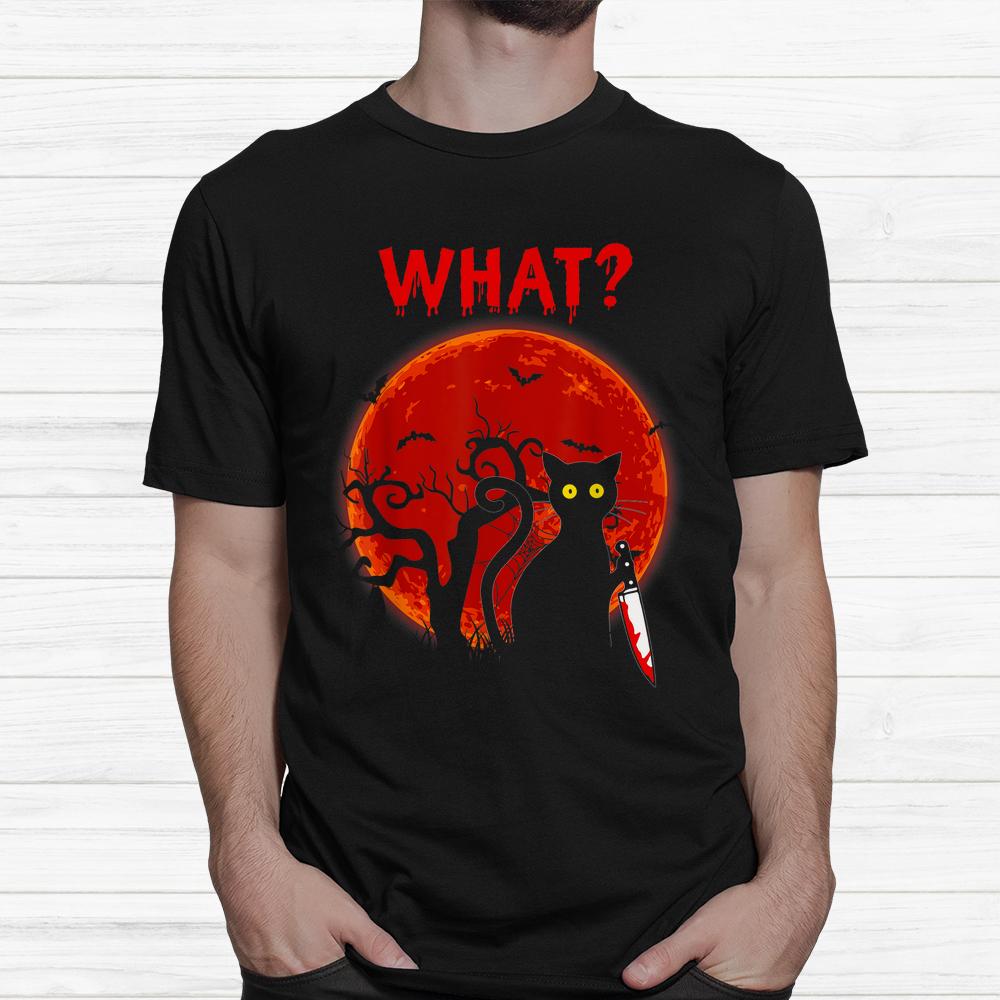 Cat What Murderous Black Cat With Knife Halloween Shirt Cat What Murderous Black Cat With Knife Halloween Shirt