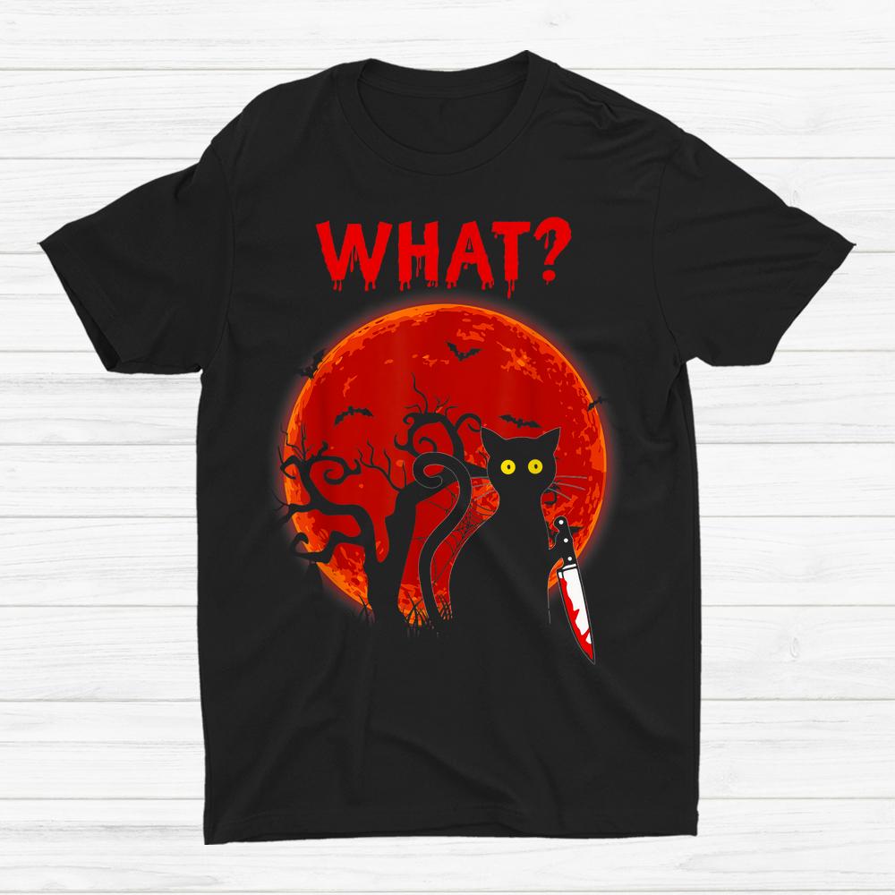 Cat What Murderous Black Cat With Knife Halloween Shirt Cat What Murderous Black Cat With Knife Halloween Shirt