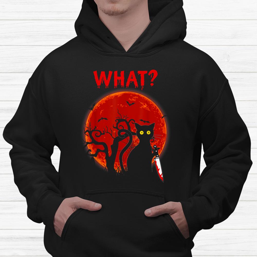 Cat What Murderous Black Cat With Knife Halloween Shirt Cat What Murderous Black Cat With Knife Halloween Shirt