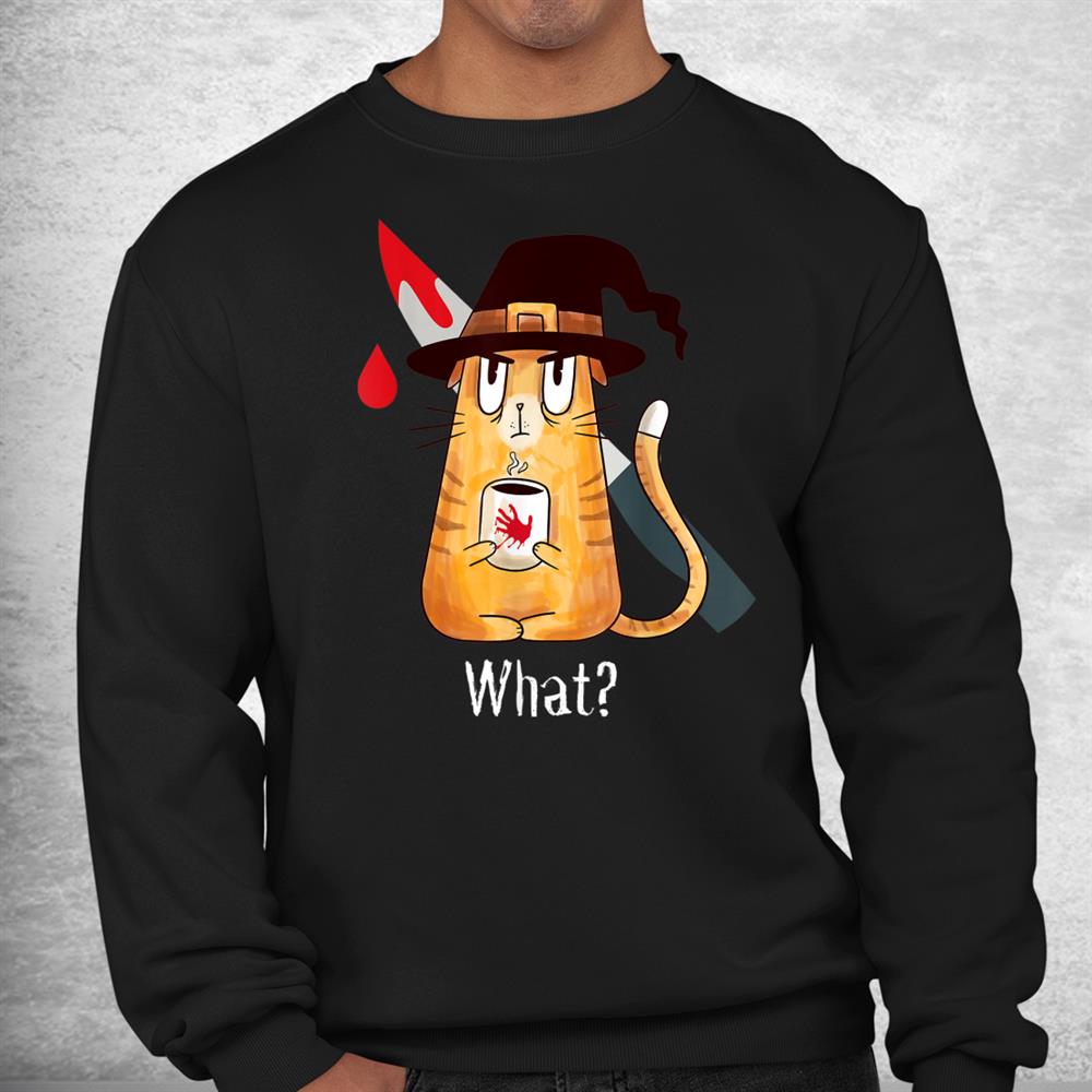 Cat What Murderous Witch Cat With Knife Halloween Shirt Cat What Murderous Witch Cat With Knife Halloween Shirt