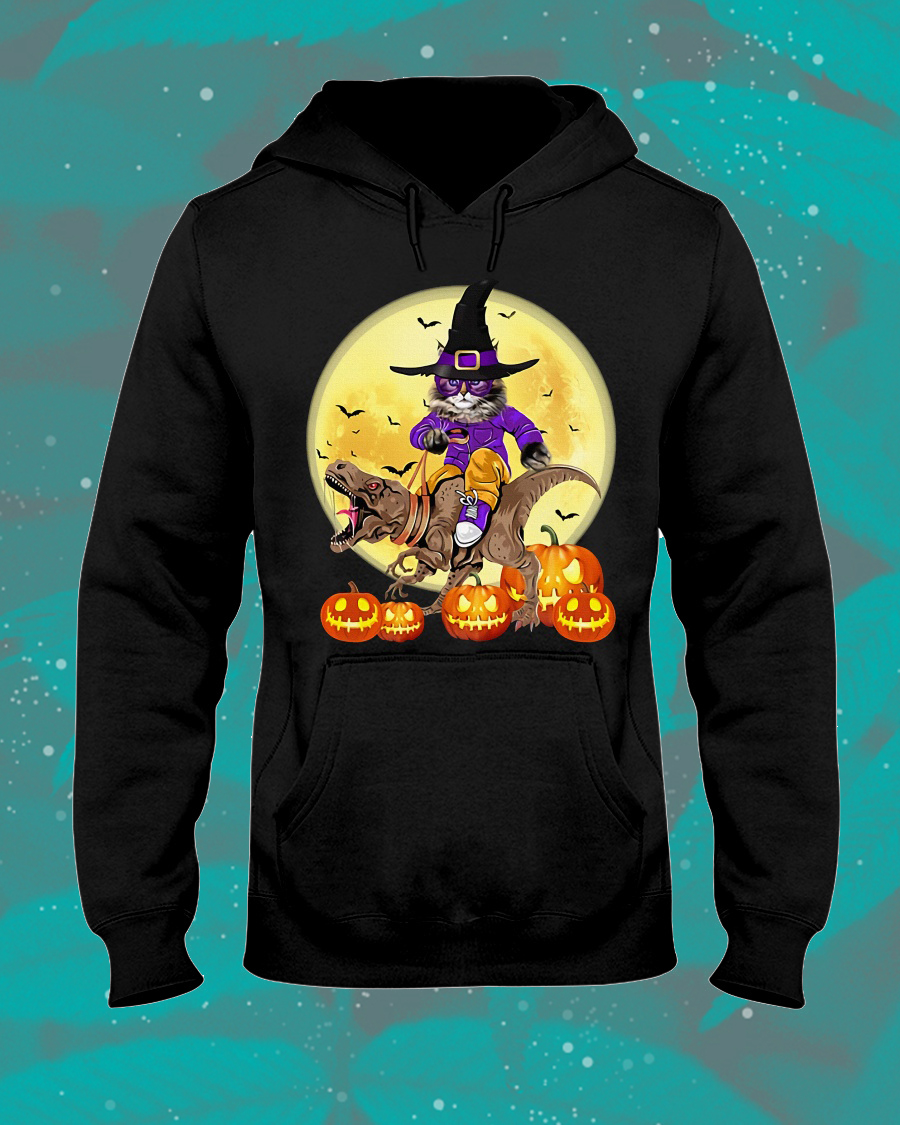 Cat Witch Riding Dinosaurs Halloween Shirt Cat Witch Riding Dinosaurs Halloween Shirt