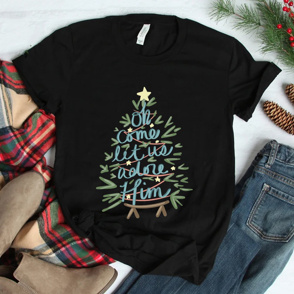 Christian Family Christmas Oh Come Let Us Adore Him Nativity Shirt Christian Family Christmas Oh Come Let Us Adore Him Nativity Shirt