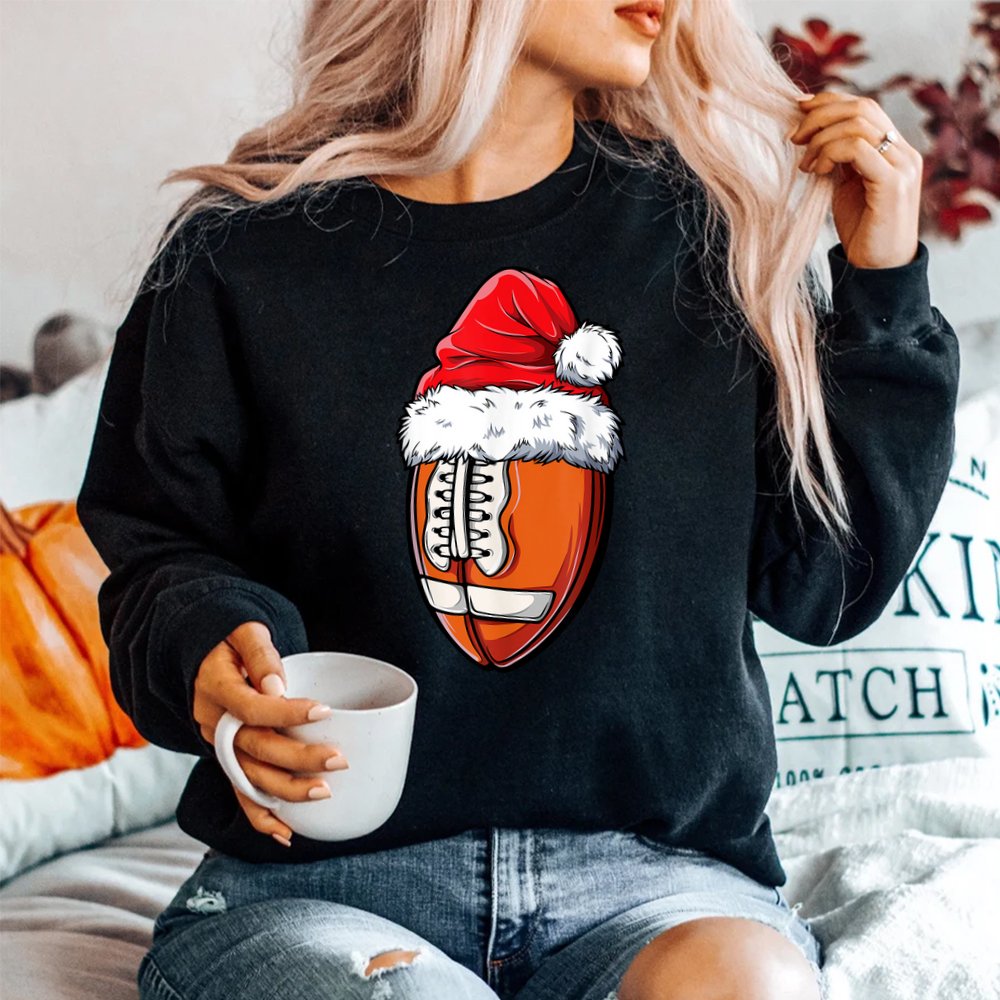 Christmas Football Ball Santa Hat Xmas Shirt Christmas Football Ball Santa Hat Xmas Shirt