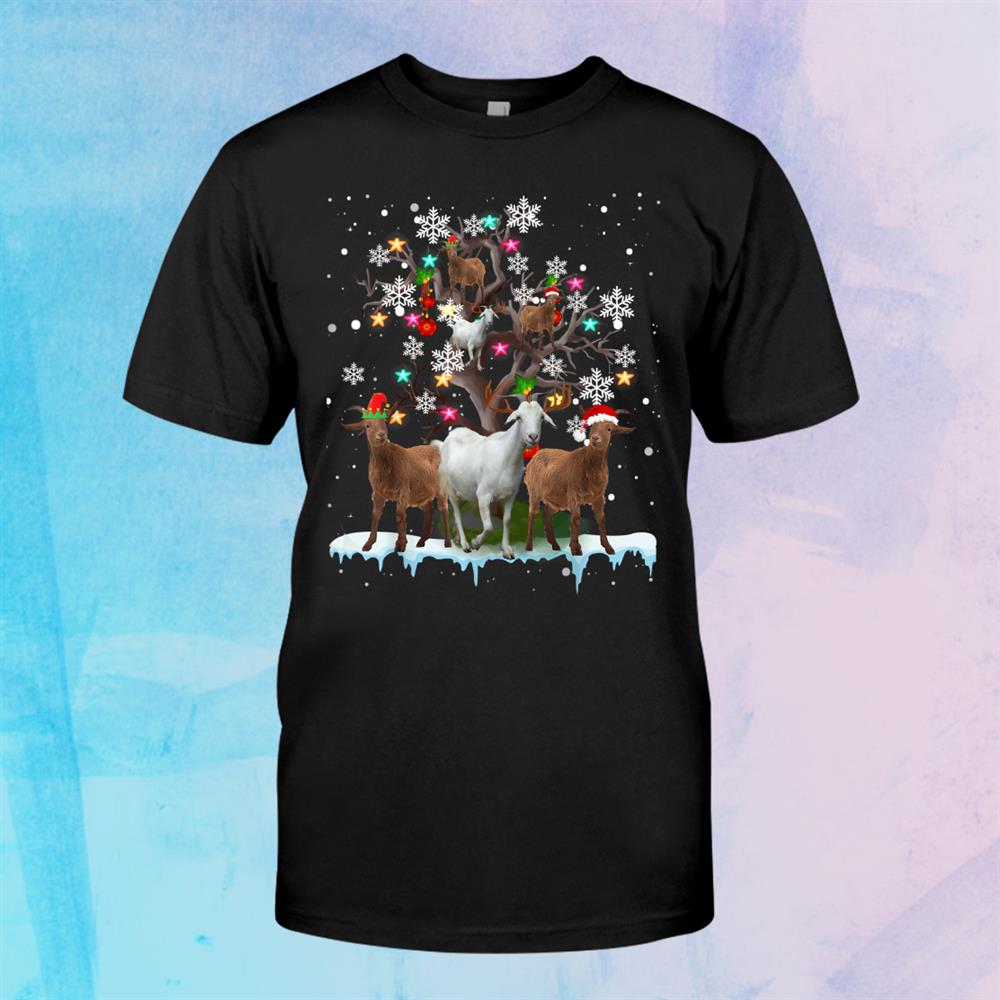 Christmas Goat On Tree Funny Santa Goat Lover Shirt Christmas Goat On Tree Funny Santa Goat Lover Shirt
