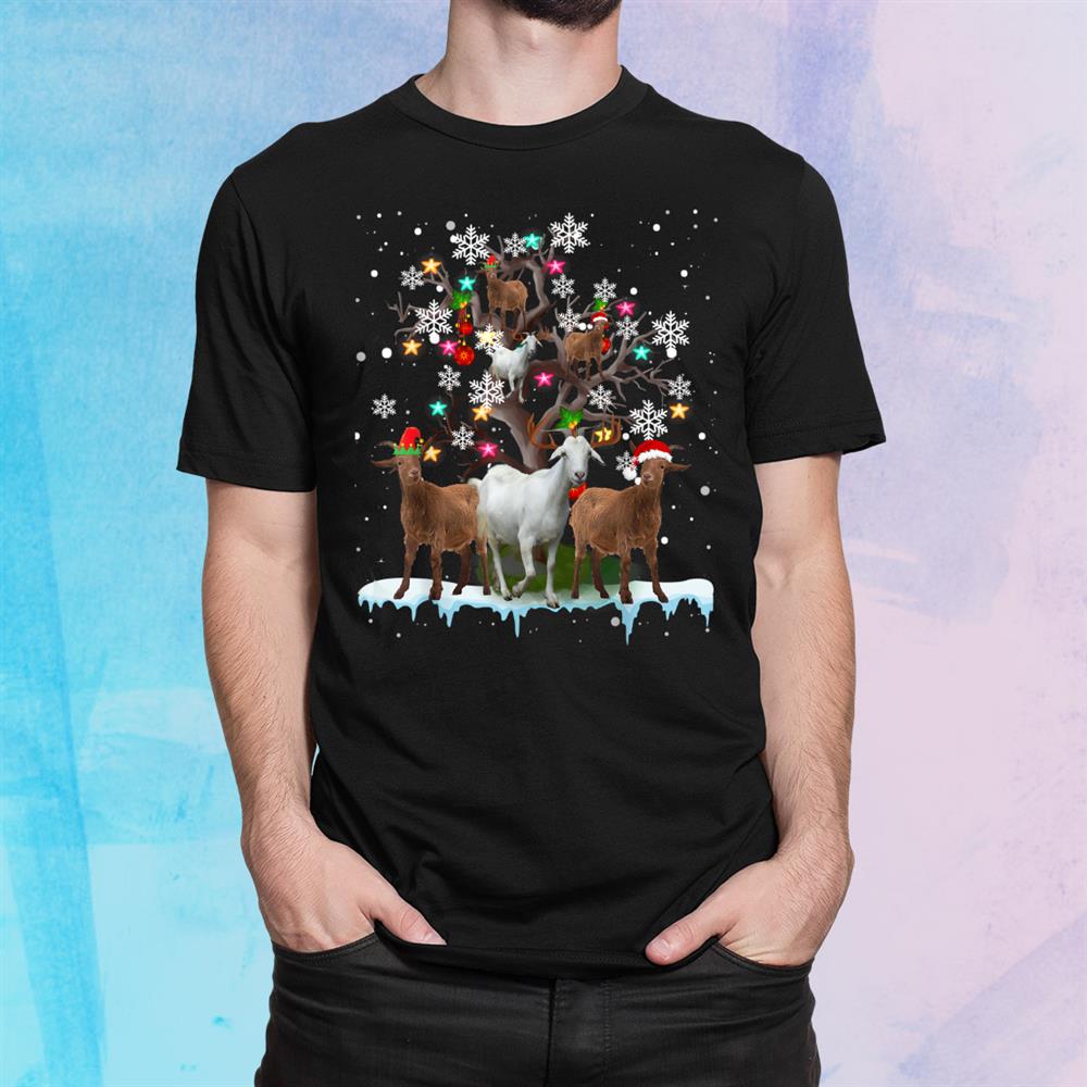 Christmas Goat On Tree Funny Santa Goat Lover Shirt Christmas Goat On Tree Funny Santa Goat Lover Shirt