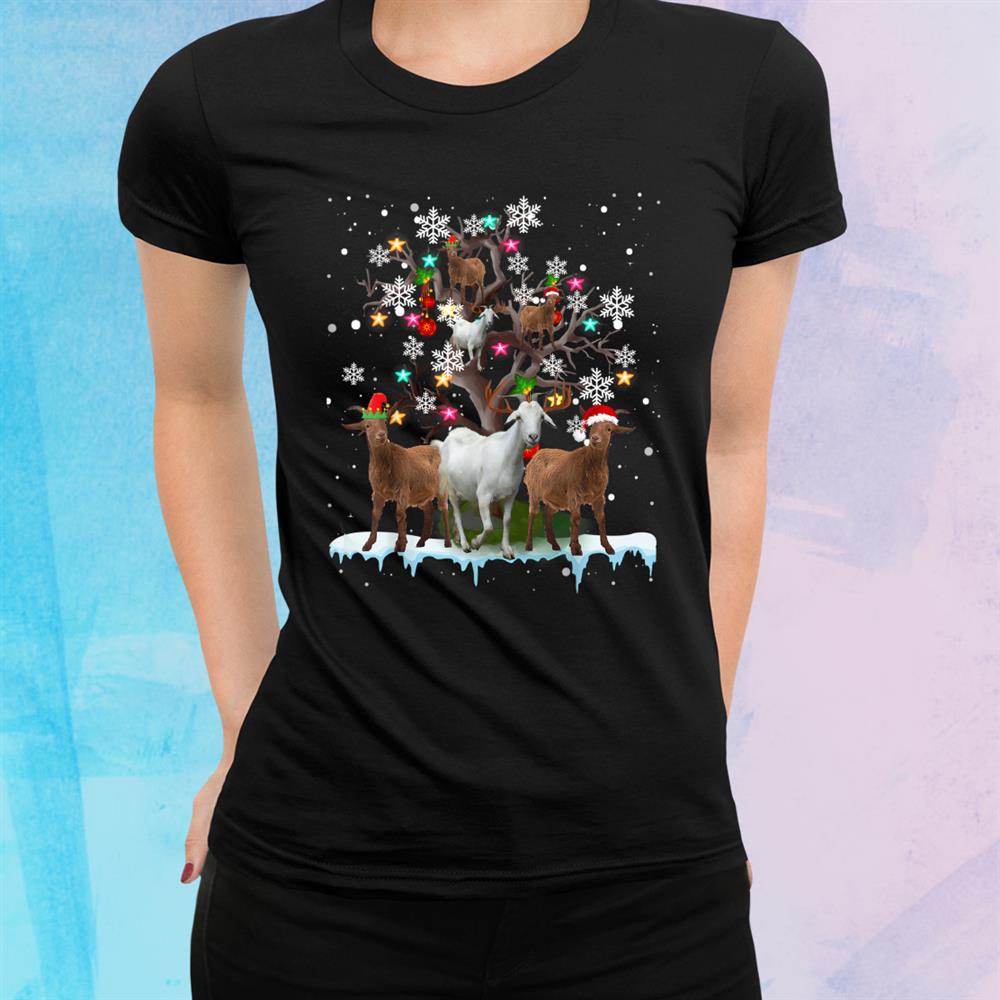 Christmas Goat On Tree Funny Santa Goat Lover Shirt Christmas Goat On Tree Funny Santa Goat Lover Shirt
