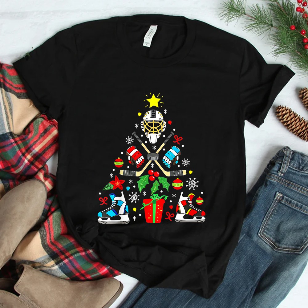 Christmas Ice Hockey Sticks Puck Xmas Shirt Christmas Ice Hockey Sticks Puck Xmas Shirt
