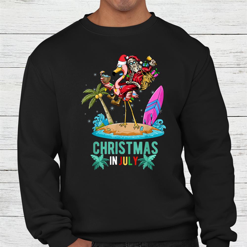 Christmas In July Summer Cocktails Flamingo Shirt Christmas In July Summer Cocktails Flamingo Shirt