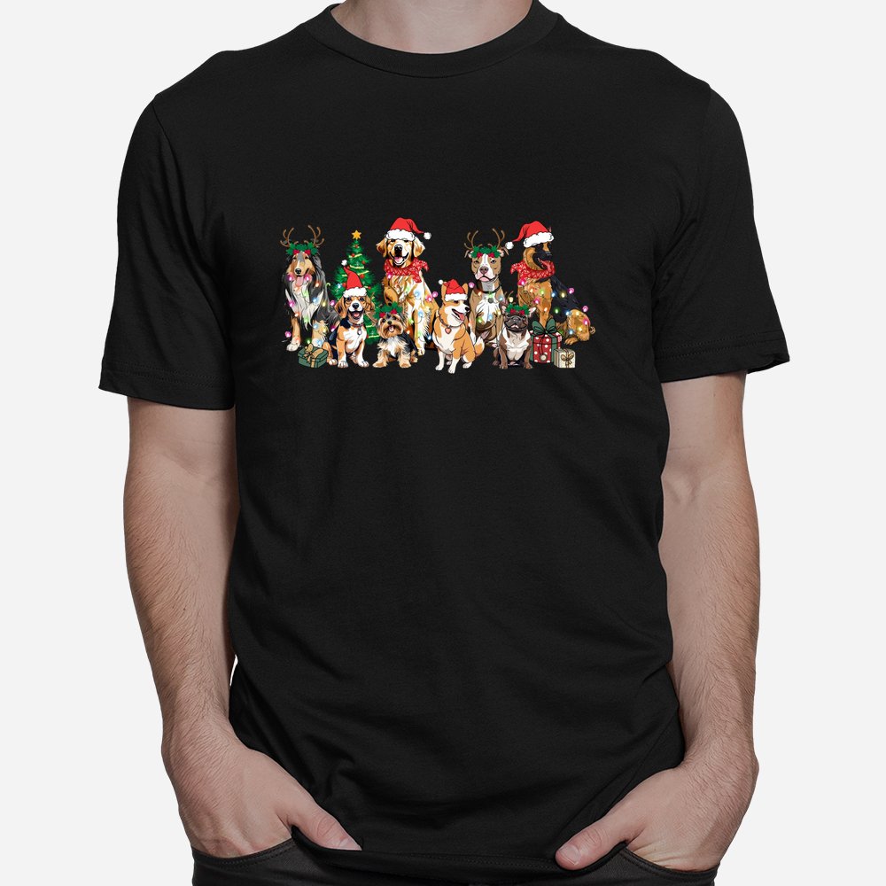 Christmas Lights Xmas Dog Tree Cute Funny Puppy Dogs Shirt Christmas Lights Xmas Dog Tree Cute Funny Puppy Dogs Shirt