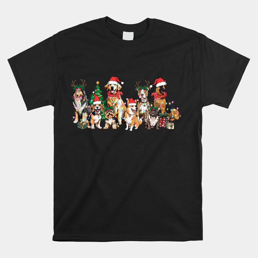 Christmas Lights Xmas Dog Tree Cute Funny Puppy Dogs Shirt Christmas Lights Xmas Dog Tree Cute Funny Puppy Dogs Shirt