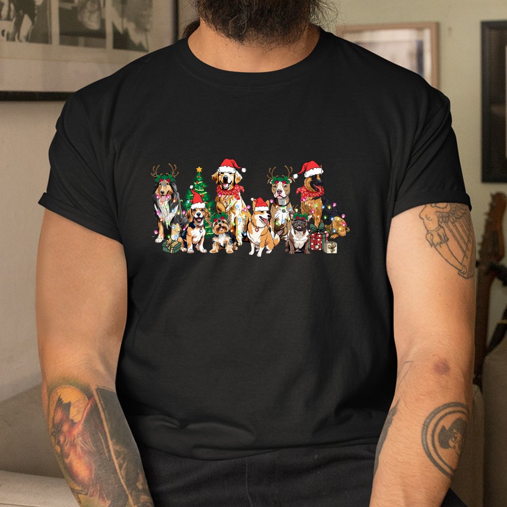 Christmas Lights Xmas Dog Tree Cute Funny Puppy Dogs Shirt Christmas Lights Xmas Dog Tree Cute Funny Puppy Dogs Shirt