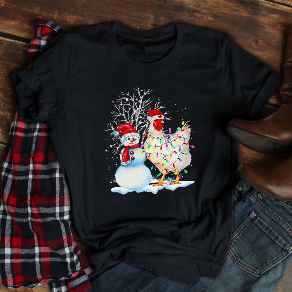 Christmas Snowman And Chicken Xmas Lights Shirt Christmas Snowman And Chicken Xmas Lights Shirt