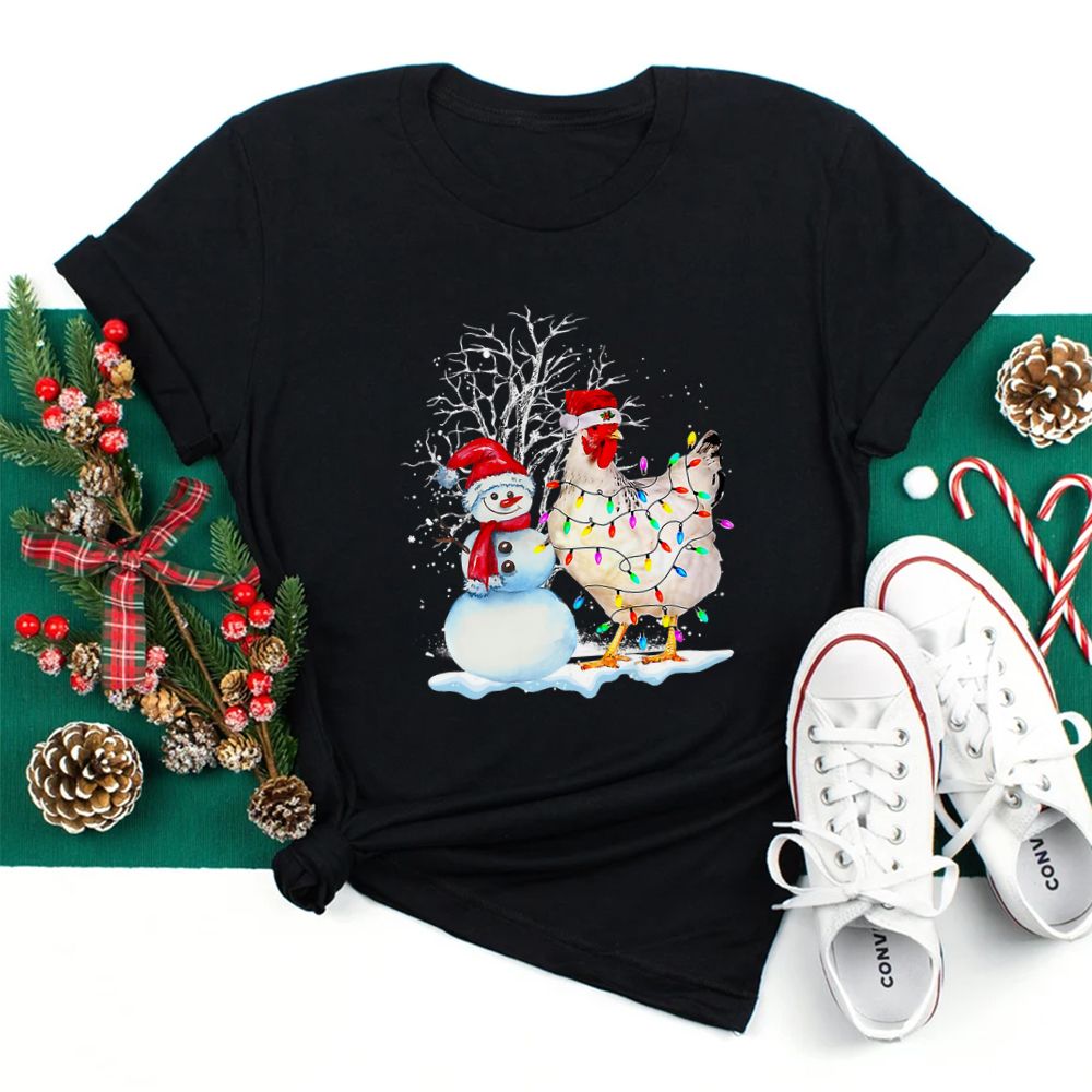 Christmas Snowman And Chicken Xmas Lights Shirt Christmas Snowman And Chicken Xmas Lights Shirt