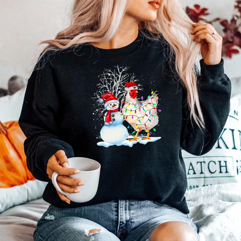 Christmas Snowman And Chicken Xmas Lights Shirt Christmas Snowman And Chicken Xmas Lights Shirt